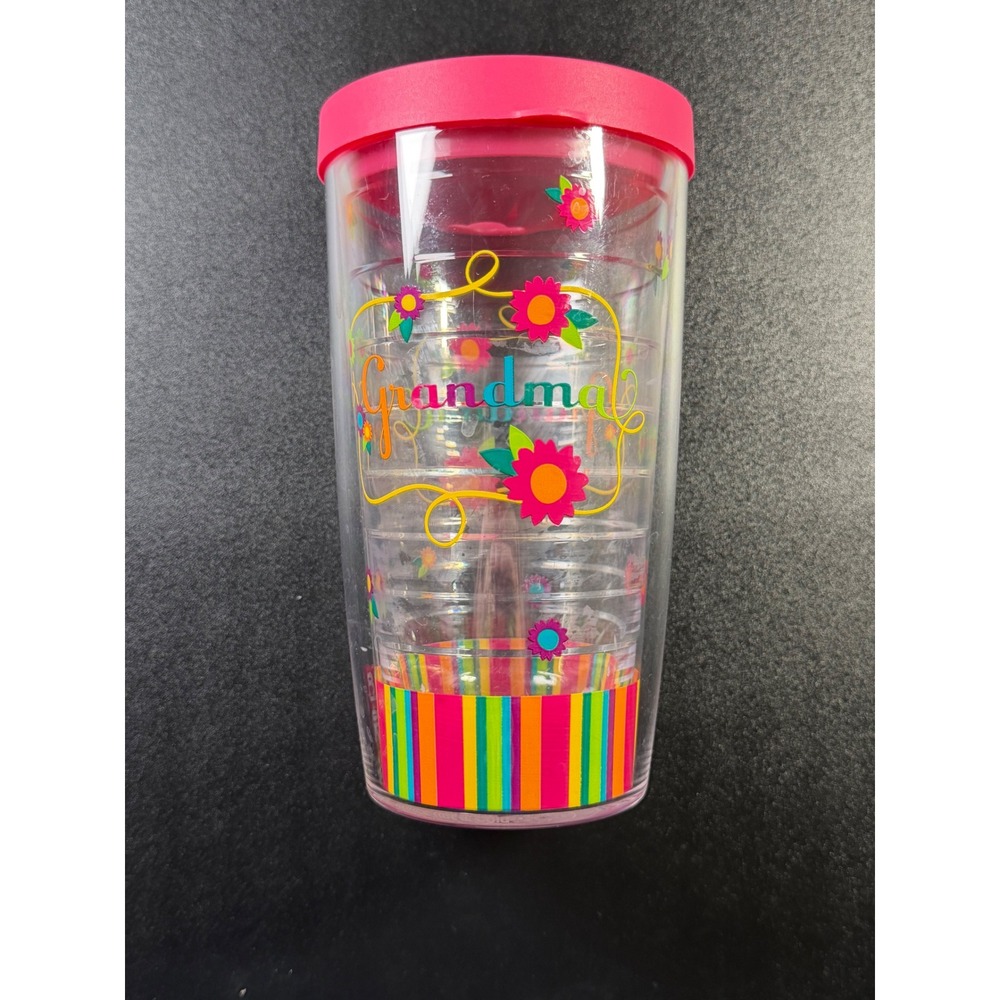 Tervis Grandma Floral Insulated Tumbler 16oz Pink Lid Travel Cup Made in USA J5 - Picture 2 of 5